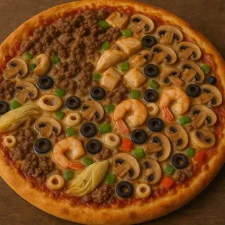 Pizza Miam Miam – Viande Hachée, Poulet & Fruits de Mer