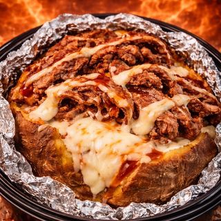 Jacket potato with cheese and doner 