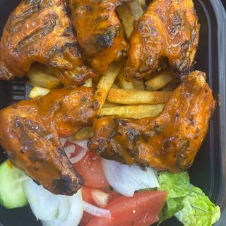 2 x 5 peri grilled wings with salad and chips