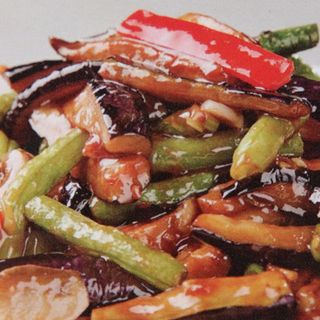 fried Eggplant with green beans