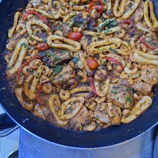 tajine de gambas et calamars