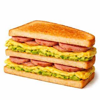 Toast avocado oumlette luncheon