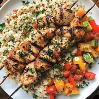 Brochette de poisson et légumes