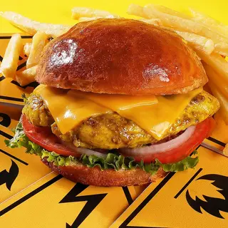 Poulet curry burger + Frite