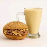 Mhiricha omelette luncheon with cheese +banana juice