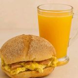 Sandwich omelette luncheon cheese +orange juice