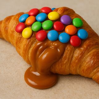 croissant au caramel avec Smarties