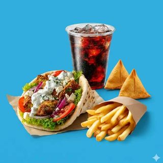 Gyros Falafel +spanakopita +Boisson +Frites