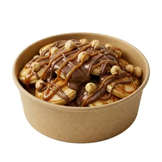 Mini Pancakes Nutella Caramel Bowl