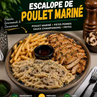 Escalope de poulet mariné