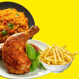 Poulet Entier, riz, frite