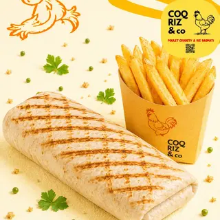 Tacos poulet au cheddar + frites