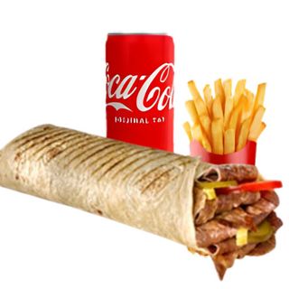 Dürüm döner viande / Et döner dürüm + Boissons froides + Frites