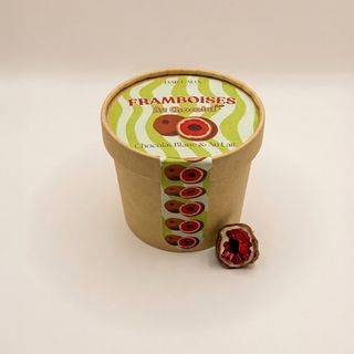 Frozen raspberries with white & milk chocolate - 200g