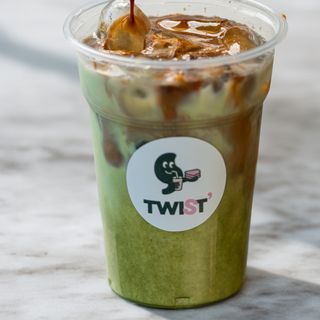 Iced pistachio latté
