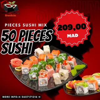 50 Pièces Sushi Mix