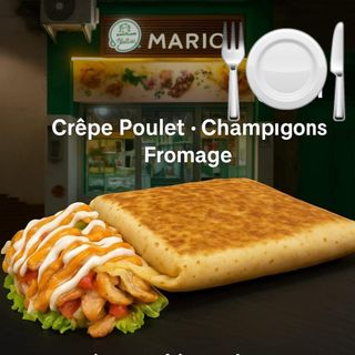 Crêpe poulet champignons fromage