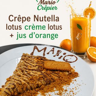 Crêpe lotus Nutella crème lotus+ jus d'orange