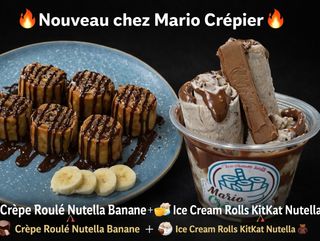 Crêpe roulé Nutella banane + ice crème rolls KitKat Nutella