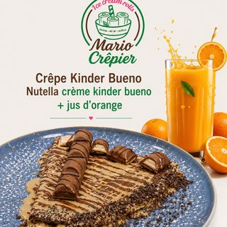 Crêpe kinder bueno Nutella crème kinder bueno+ jus d'orange