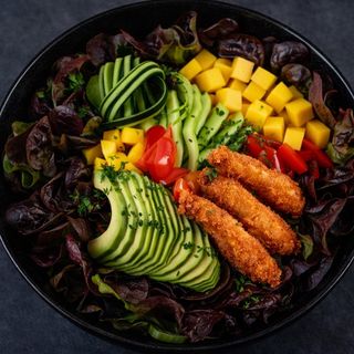 Salade crispy aux crevettes