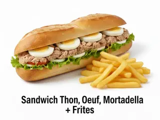 Sandwich Thon, Oeuf, Mortadella + Frites