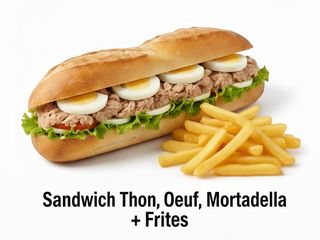 Sandwich Thon, Oeuf, Mortadella + Frites