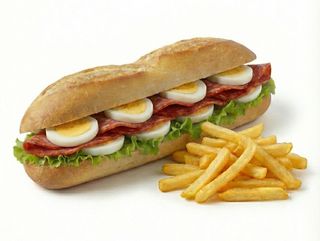 Sandwich Oeuf et Cachir + Frites