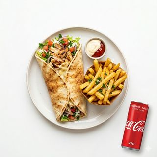Shawarma Poulet servi avec frites + Boisson offerte !