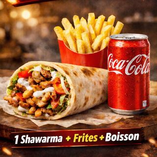 Complete shawarma+frite+coca cola