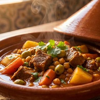 Tajine traditionnel marocain legumes boeuf
