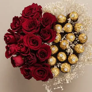 Boîte Cœur des Roses Rouges et Chocolat