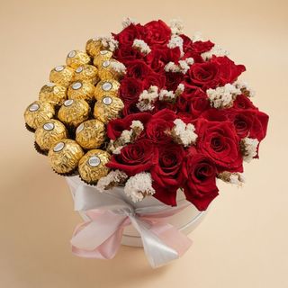 Grand Boîte des rose rouge et chocolat Ferrero