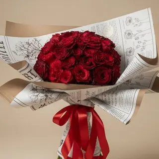 Bouquet de 35 rose rouges