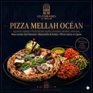 Pizza Mellah Océan (Fruit de Mer) avec Salade