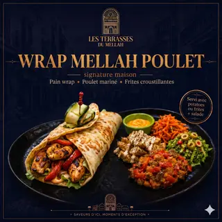 Wrap mellah Poulet avec salade et frite