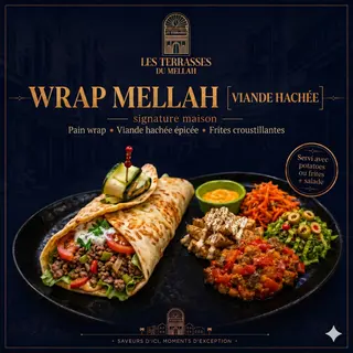 Wrap Viande Hachée avec frite et salade