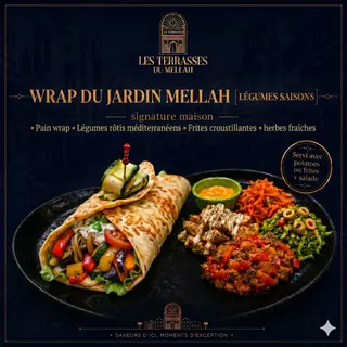 Wrap du jardin Mellah avec frite et salade