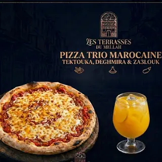 Pizza 1 persone trio marocaine ( za3louk,  tektouka,  deghmira) + jus fraîche