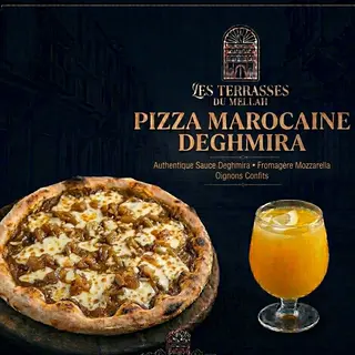 Pizza 1 persone marocaine deghmira + jus fraîche