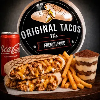 Formule tacos poulet+frite+boisson+tiramisu