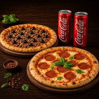 2 GRANDES PIZZA + 2 boissons Maxi