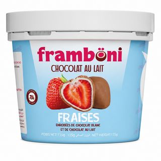 Framboni Fraises - Fraises enrobées de Chocolat au Lait et Blanc