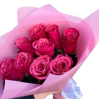Bouquet 9roses Fuchsia Élégance