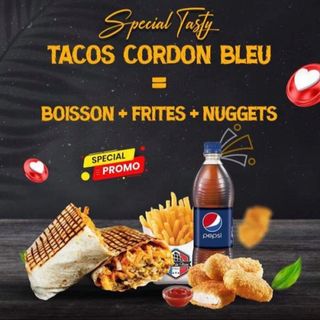 Menu Tacos Corden Blue + Frite + Boisson + X3 noggute