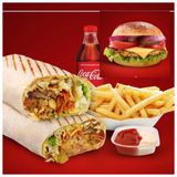 2kebab mare + 1chessburger +1 cartof pai + sos+2 coca cola0.5ml