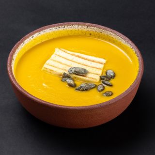 Pumpkin cream soup with tofu