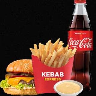 Combo cheesburger de vită + cartofi pai +sos+ coca cola 0,5l.