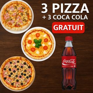 Set 1, 3 pizza+ 3 sticle coca cola