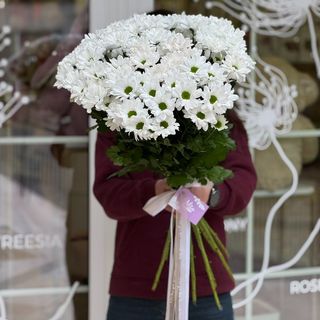 Букет из 11 веток белых хризантем